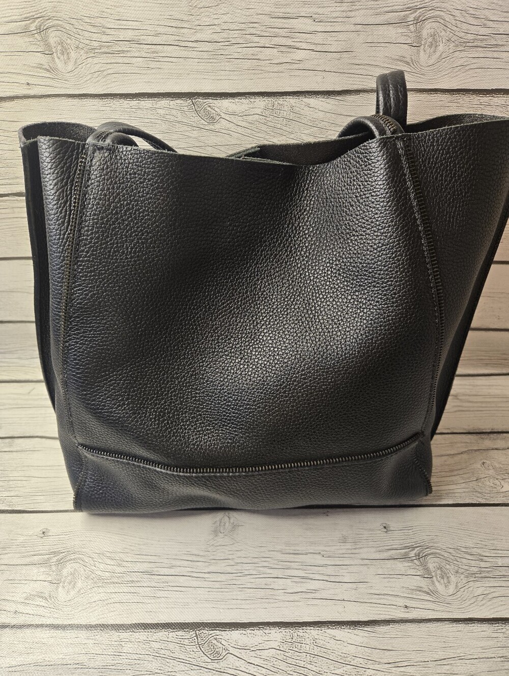 Botkier Soho Unique Zip Accent Black Pebbled Leather Shoulder Tote Bag Large - Picture 5 of 15